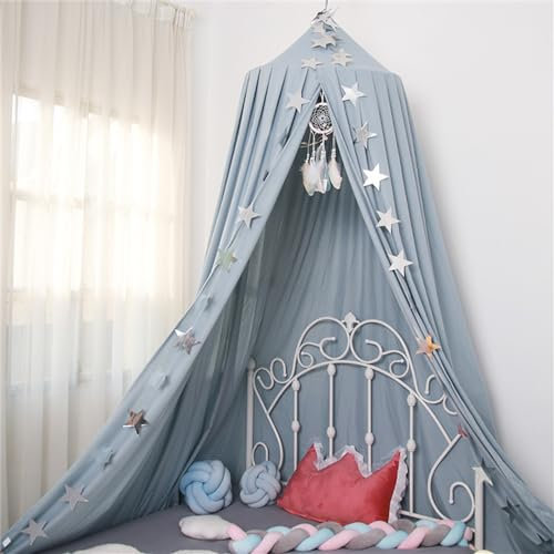 ENEN Betthimmel Babybett Moskitonetz Baldachin Kinderzimmer Mädchen Prinzessin Kinderbett Hängende Kuppel Moskitonetz Bettvorhang Kinder Spielzelte Kuschelecke Deko - Höhe 270 cm (Hellblau)