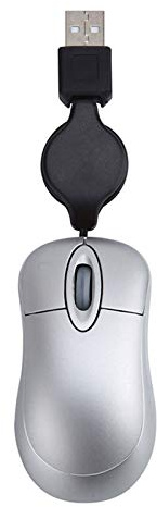 MOLERRI Mini-Souris Filaire USB Câble RéTractable Petite Souris Minuscule 1600 DPI Souris de Voyage Compactes Optiques pour 98 2000 XP Vista Ve (Argent)