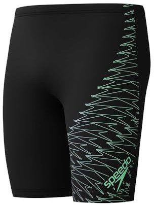 Speedo Herren Gala Lagenschwimmhose mit Logo | Schwimmtraining | Hochentwickeltes Material | Sportliches Design Schwimmbekleidung, Schwarz/Alfalfa Green, 36