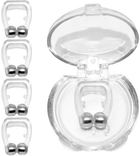 BQRKOTM 4 pezzi Dilatatore Nasale Antirussamento, Clip Antirussamento con scatola trasparente, Dispositivo Anti Russamento, Silicone Clip per naso Magnetico Dilatatore nasale