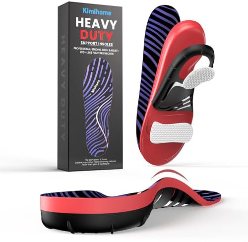 Kimihome Plantar Fasciitis Relief Insoles - High Arch Support Inserts - Heel Cups & Shoe Inserts for Heel Pain Relief - Planter Facetious Relief Support Inserts - S - Purplish Black