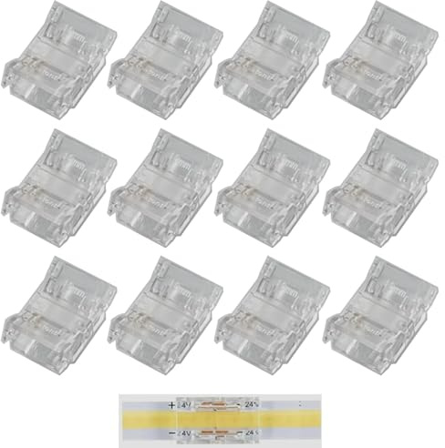GTIWUNG 12 Stück 3 Polig 10mm LED Strip Verbinder LED Lückenlose Stecker Schnell Verbinder Ohne Abisolieren, für COB LED Streifen, für Lichtleistenanschluss