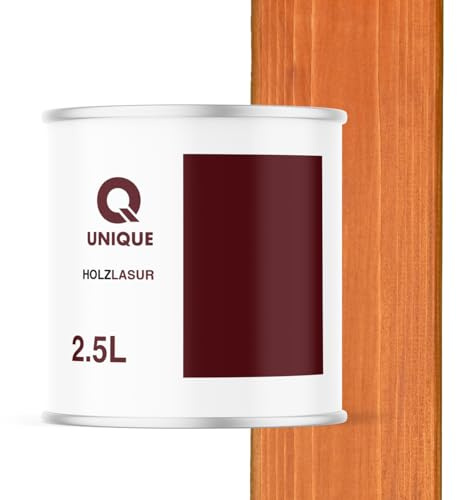 Q UNIQUE Holzlasur Seidenmatt 2,5L | Farbe: Teak | Holzschutz für außen & innen | UV-beständig & wetterfest | Für Zäune, Möbel, Terrassen, Holzfassaden