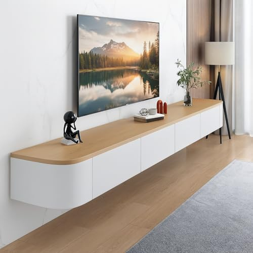 FGNIXLN TV Lowboard,120-240 cm Moderner TV Schrank Fernsehschrank für das Wohnzimmer Geeignet für das Wohnzimmer und Schlafzimmer (Weiß/Holz, 120CM)
