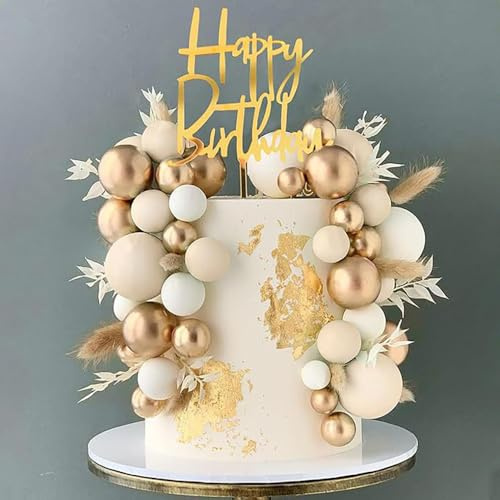 Decoration Gateau, 50 Pcs Bohèmes Decoration Gateau Anniversaire, Boule Deco Gateau pour Anniversaires, Mariages, Bapteme (Kaki)