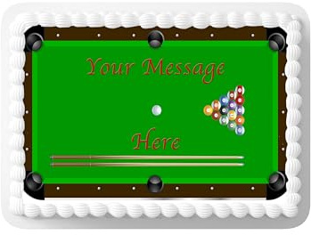 A4 PERSONALISED MESSAGE Snooker Pool Table Design Wallpaper Edible Cake Topper Decoration - Great for larger cakes
