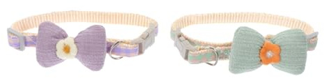 CLISPEED 2 Stück Haustierhalsband Mit Fliege Hautfreundlich Atmungsaktives Polyester Verstellbar Für Katzen Und Welpen Alltag Party Dekoration