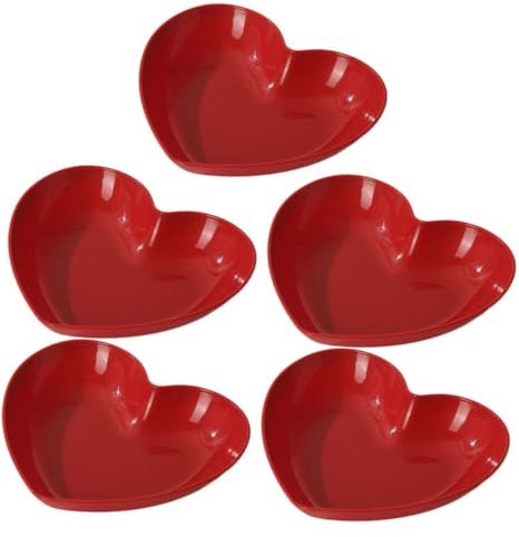 AUTSUPPL 5 pièces Plateau de Service Forme de Cœur Réutilisable pour Fruits et Snacks Assiette Présentation Multifonction Facile à Nettoyer et Résistante