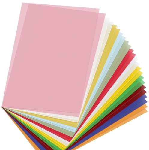 XiaoLidm 48 Blatt Transparentpapier Bunt A4, 12 Farben inkl. Gold & Silber, 100 g/m² Pergamentpapier Bunt zum Bedrucken, Buntes Faltpapier Transparent von Laternen& Sterne