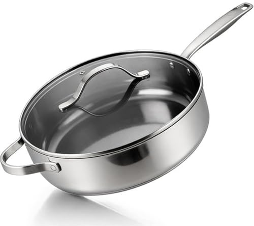 BE Living Poêle à frire en acier inoxydable - Ø 28 cm - Céramique - Induction - Sans PFAS Anti-adhésif - Poêle à frire - Série Essential