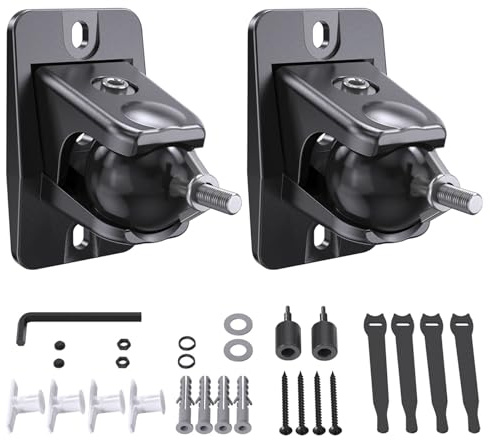 Etour Speaker Wall Mount Universal Satellite Rear Surround Sound | [4.99kg Max] for Samsung Q990D Rear Speakers, 360° Adjustable Aluminum Alloy with 1/4-20 5mm 4mm Thread