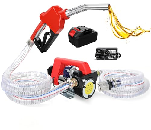 Fuel Transfer Pump Diesel Pump Battery Powered 45L/MIN Electric Pump Kit with 21V 4.0Ah Battery & Charger, Portable Cordless Transfer Pump with Auto-off Nozzle & Hoses for Diesel Kerosene Transfer