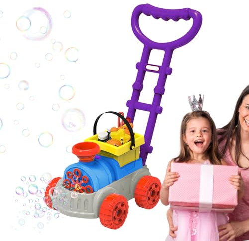 Gräsklippare såpbubbelmaskin | Rolig elektrisk automatisk bubbelspruta att trycka på – såpbubblor gräsklippare – för flickor utomhus leksaker på födelsedag, påsk, jul fester