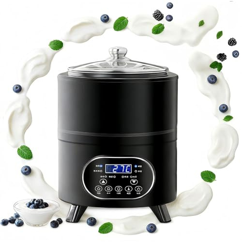 BoTongSiHai Yogurtera Profesional Gran Capacidad 8L/12L, Máquina De Yogur con Pantalla LCD Y Control De Temperatura, Fermentador Eléctrico con Temporizador para Yogur Griego(Black,12L)