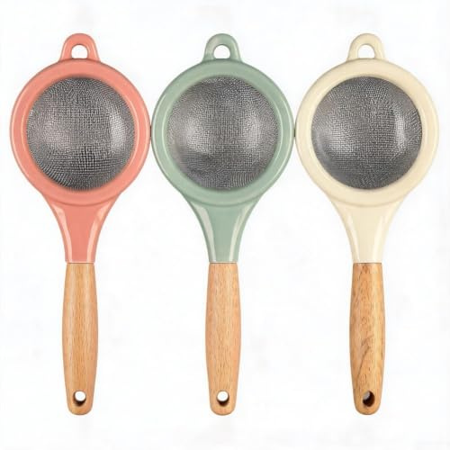 NEIQIUWING Tamizador de harina de acero inoxidable con mango de madera sólida para tamizar el polvo de azúcar y filtrar el jugo de leche de soja en la cocina