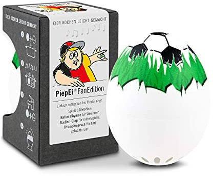 Fan PiepEi - Singende Eieruhr zum Mitkochen - Eierkocher für 3 Härtegrade - Fußball Geschenke - Lustiges Kochei - Musik Eggtimer - Brainstream