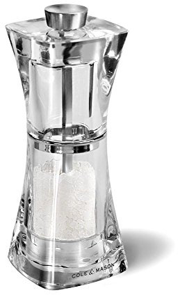 Cole & Mason H37402P Crystal Molinillo de Sal, Precision+/Molienda Ajustable, Acrílico, 125mm, Incluye 1 x Molino