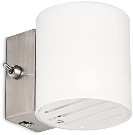 HOFSTEIN Wandlampe Bamako aus Metall/Glas in Weiß/Nickel-matt, moderne Wandleuchte mit Up & Down-Effekt, Innenwandleuchte mit Lichteffekt u. An-/ Ausschalter, G9, Wohnzimmer, Schlafzimmer