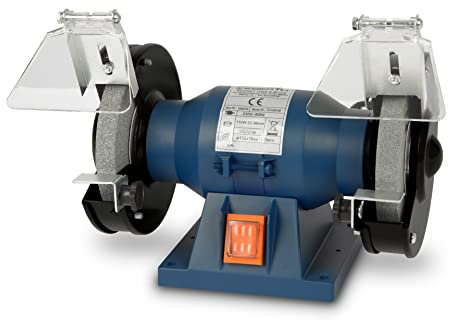 EBERTH Schleifbock Doppelschleifer Doppelschleifmaschine Elektrisch 150W, Grobe A36, Feine A60 Schleifscheibe mit 150mm Durchmesser, 2x Funkenschutz, 2x Werkzeugauflage, Gummifüße, Tischmontage