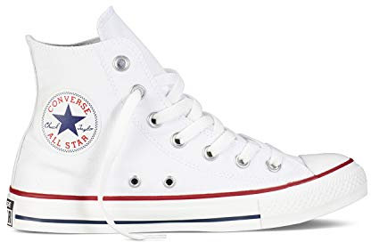 Converse Chuck Taylor All Star High Classic CTAS Hi Unisex Zapatillas de Lona con una Pegatina de 7kmh Blanco 41,5