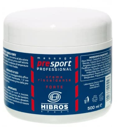 Hibros PreSport Crème Activatrice Presport Cyclisme - Saison Froide - Fort Réchauffement - Massage Absorption Rapide Crème Made in Italy 500 ml