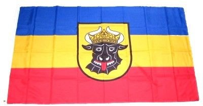 Flaggenking 17078, Mecklenburg Ochsenkopf Flagge/Fahne - wetterfest, mehrfarbig, 150 x 90 x 1 cm