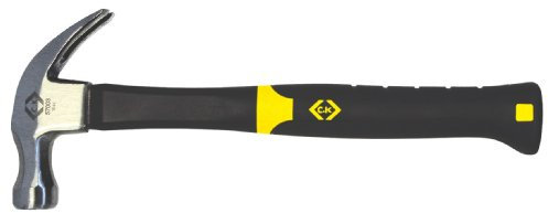 C.K Tools AntiVibe Fibreglass Shaft Hammer 16oz, Drop Forged High Carbon Steel Head, Shock Absorbing Grip for Reduced Vibration, Balanced Claw Design for Nailing and Pulling, Robust Durable, CK 357003