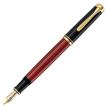 Pelikan Füllhalter Souverän 400, Schwarz-Rot, Feder M (mittel), hochwertiger Kolbenfüller im Geschenk-Etui, 904920
