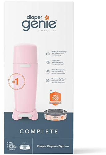 Playtex Diaper Genie Kompletteimer mit integrierter Geruchskontrolle, antimikrobiell, inklusive Eimer und 1 Nachfüllpackung, Rosa