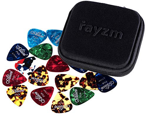 Rayzm Guitar Picks Plektren, Celluloid Plektrum Plektron Picks für Gitarre und Bass. Verschiedenen Farben & 6 verschiedene Dicken (40 Stück)