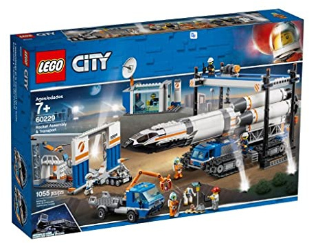 LEGO City Space - Ensamblaje y Transporte del Cohete, Juguete de Nave Espacial de Construcción Inspirado en la NASA con Vehículos y Astronautas para Niños y Niñas a Partir de 7 Años (60229)