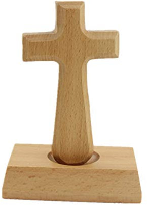VOSAREA Christian Wooden Cross with Magnetic Base Decorations