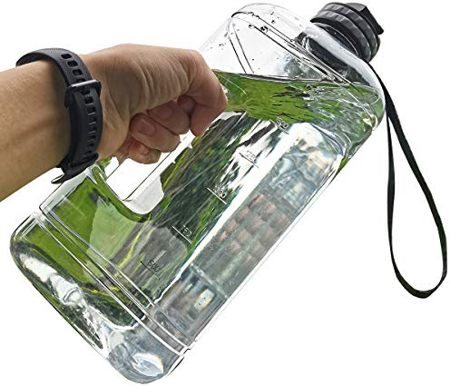 FORWEWAY Trinkflasche 2,2 Liter Sport Wasserflasche Groß mit Zeitmarkierung Griff BPA Frei Auslaufsicher für Gym Bodybuilding Outdoor Sport Büro