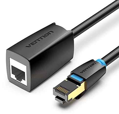 VENTION Cat8 Ethernet Extension Cable 2m Round Ethernet Extender 40Gbps 2000MHz High Speed Network Lan RJ45 Male to Female Patch Cord Connector STP Network Cable for PC Switch Router