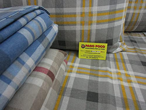 Pago Poco Completo Letto in Flanella Disegno Scozzese Colori:Grigio-Blu-Beige Singolo-Matrimoniale-Una Piazza e Mezza 100% Cotone Made in Italy!!!! (Blu, Una Piazza e Mezza)
