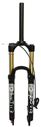 LvTu Fahrrad Luft Feder Vorderrad Gabel MTB 26 27,5 29 Zoll 140mm Federweg 9mm QR Magnesiumlegierung LVTU-140L-QR-9x100 Mountainbike Gabel (Color : Straight Remote Lockout, Size : 26 inch)
