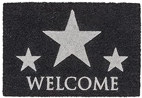 Carpido Fußmatte Kokos Welcome Stern - Türmatte 40 x 60 cm (Rechteckig) - antibakterielle Eingangsmatte natürliches Material - 100% Kokos für Innen & Außen