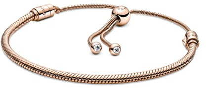 Pandora Snake chain 14k rose gold-plated bracelet with clear cubic zirconia,