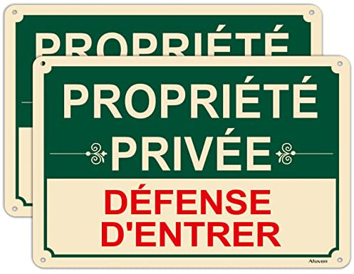2 Pièces Panneau Propriété privée défense d'entrer 30 x 20cm Aluminium Panneaux d'avertissement de Protection UV, Très Résistant en Extérieur, pour Les Zones extérieures et intérieures