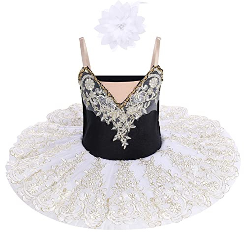 Ballettkleidung Mädchen 4-14-Jahre für Tanz: Tüll Ballettkleid mit verstellbarem Träger und Applikationen - Kinder Tanzkleid für Balett Eiskunstlauf Rollkunstlauf