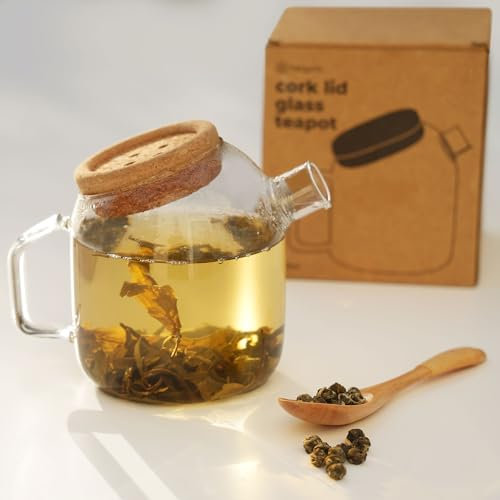 Teapro Glass Teapot for 2, 800ml Loose Leaf Teapot with Spout Strainer, Borosilicate Glass Tea Pot with Infuser
