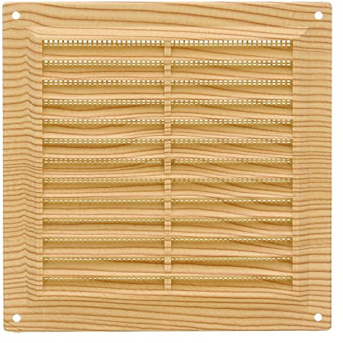 Amig - Rejilla cuadrada de plástico con mosquitera- Rejillas de ventilación para salida de aire - Adecuado para techo de cocina y baño - Medidas: 170 X 170 MM - Color: Pino