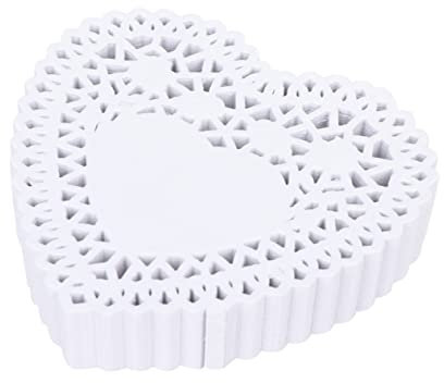 Hoement Herzförmige Kuchenunterlage Papier 4 Zoll 250 Stück Backrequisite Für Hochzeitstorten Dessert Tortenbretter Weiß Mit Hohlem Herz Muster