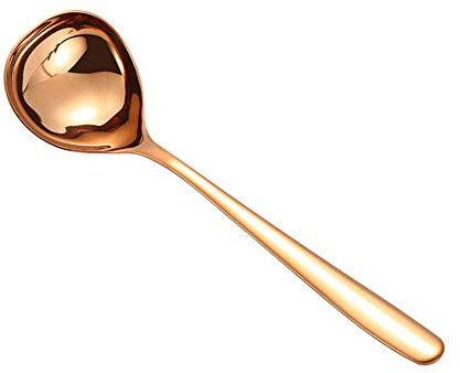 8 Zoll Schöpflöffel, Edelstahl Suppenschöpfer, Abendessen Löffel Suppenkelle, Hochwertiges Runder Löffel Saucenlöffel, Spülmaschinengeeignet (Rose Gold)