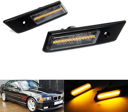 RZG 2x Clear Lens Side Indicator Amber LED Marker Repeater Light For E36 Pre LCI M3 E34 M5 E32