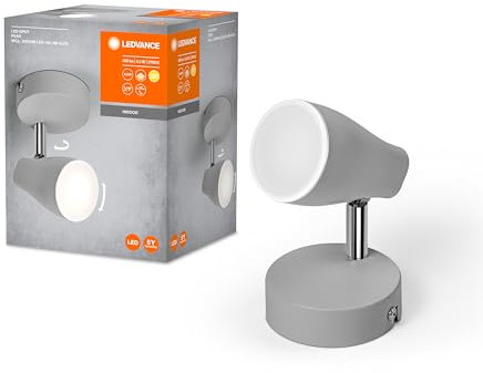 LEDVANCE LED SPOT PEAR Deckenanbau-Spot, grau, 4.3W, 210lm, bietet gerichtetes Licht mit warmweißer Lichtfarbe, mit flexiblem GU10-Strahler, GU10-Lampe enthalten, IP20 Schutzklasse, 2700K