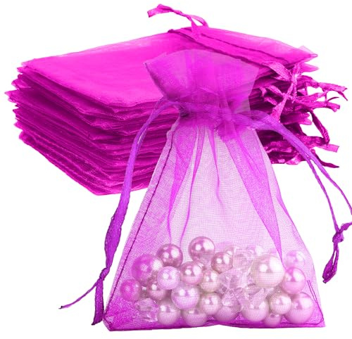 BOEIAC Organza-Beutel, durchsichtiger Organza-Beutel, 50 Stück, kleine Organza-Beutel mit Kordelzug, 10,2 x 15,2 cm, Schmuck-Geschenkbeutel, Netz, Party, Hochzeit, Gastgeschenke