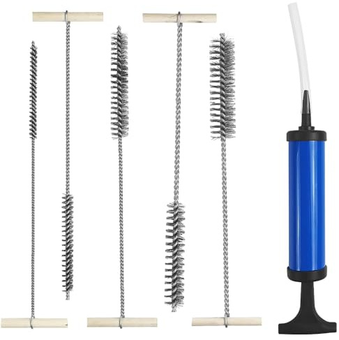 Riisoyu 6 Stück Bohrlochbürste, 5 Edelstahl Lochbürsten Set Edelstahl Kleine Bürste Zum Reinigen mit Reinigungsbürste Pfeifenreiniger Bürste für Effiziente Bohrlochreinigung(8/12/16/20/25mm)