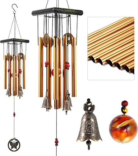 YEBON Feng Shui brons hängande klocka för lycka, säker, hem trädgård uteplats hängande dekoration