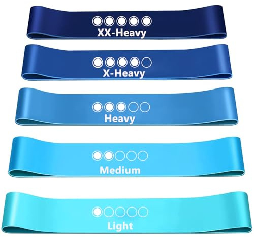 Bandas de Resistencia Elastica [juego de 5] Fitness Bandas con instrucciones en alemán y bolsa de transporte